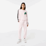 Lacoste camiseta de banda estampada folgada mulheres rosa claro t03 88BL2570 - Image 2