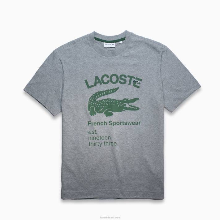 Lacoste camiseta de crocodilo de ajuste relaxado homens ano chine cinza 88BL701 - Image 1
