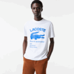 Lacoste camiseta de crocodilo de ajuste relaxado homens branco 001 88BL698