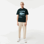 Lacoste camiseta de crocodilo de ajuste relaxado homens verde yzp 88BL699 - Image 2