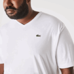 Lacoste camiseta de jérsei com decote v homens branco 001 88BL715 - Image 4