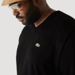 Lacoste camiseta de jérsei com decote v homens preto 031 88BL714 - Image 2