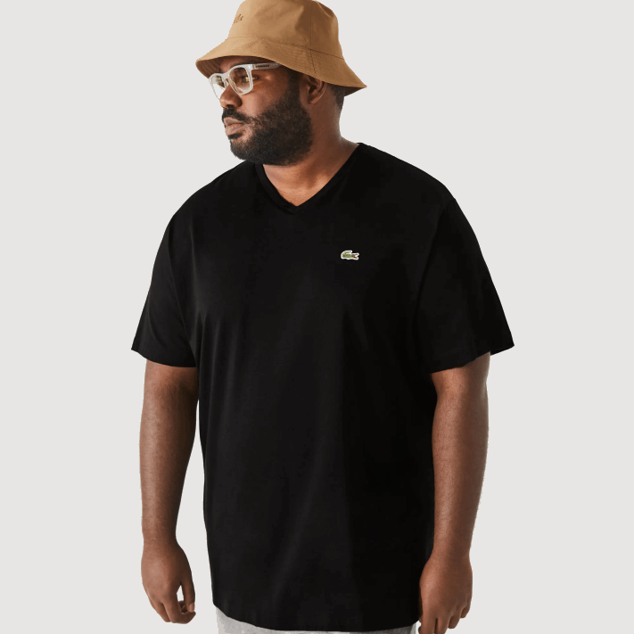 Lacoste camiseta de jérsei com decote v homens preto 031 88BL714 - Image 1