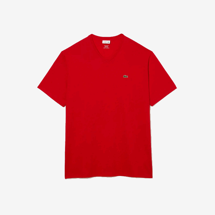 Lacoste camiseta de jérsei com decote v homens vermelho 240 88BL733 - Image 4