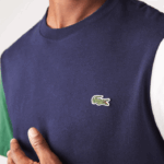 Lacoste camiseta de jérsei de algodão colorblock de ajuste regular homens azul marinho verde branco yun 88BL814 - Image 2