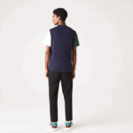 Lacoste camiseta de jérsei de algodão colorblock de ajuste regular homens azul marinho verde branco yun 88BL814 - Image 3