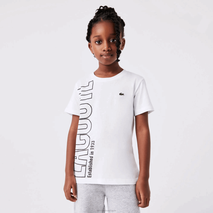 Lacoste camiseta de jérsei de algodão com logo oversized crianças branco 001 88BL3158 - Image 2
