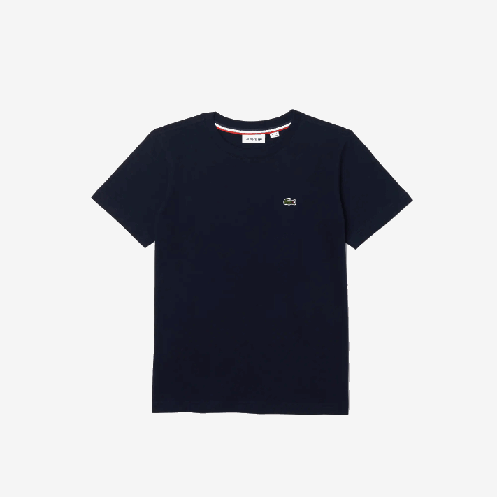 Lacoste camiseta de jérsei de algodão gola redonda crianças azul marinho 166 88BL2998 - Image 5