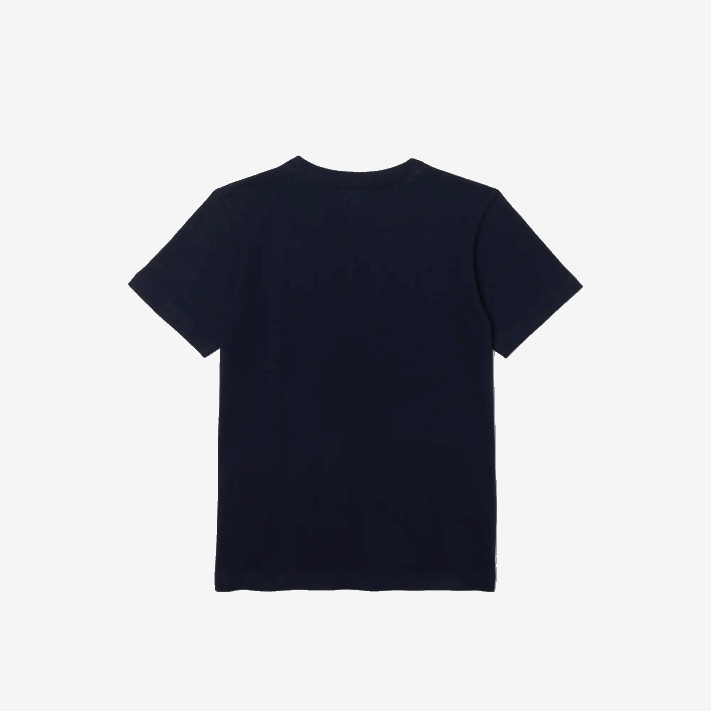 Lacoste camiseta de jérsei de algodão gola redonda crianças azul marinho 166 88BL2998 - Image 6