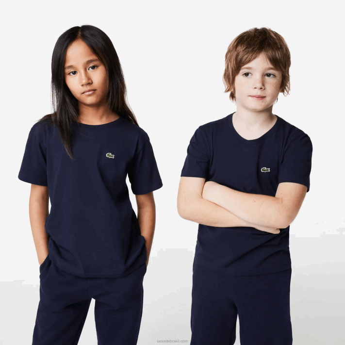 lacoste_camiseta_de_jersei_de_algodao_gola_redonda_criancas_azul_marinho_166_88bl2998.png Lacoste camiseta de jérsei de algodão gola redonda crianças azul marinho 166 88BL2998 - Image 1