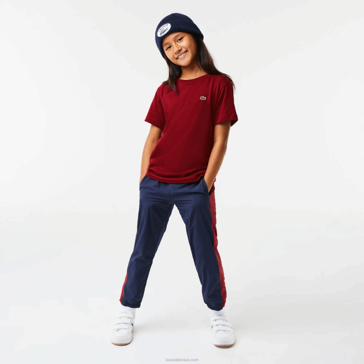 Lacoste camiseta de jérsei de algodão gola redonda crianças bordeaux ypw 88BL3165 - Image 2