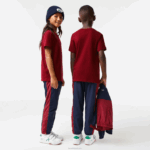 Lacoste camiseta de jérsei de algodão gola redonda crianças bordeaux ypw 88BL3165 - Image 3