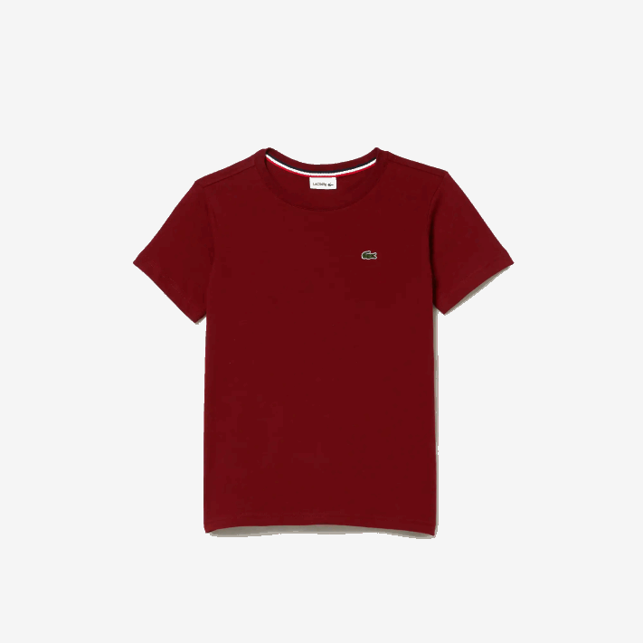 Lacoste camiseta de jérsei de algodão gola redonda crianças bordeaux ypw 88BL3165 - Image 5