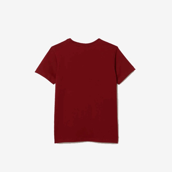 Lacoste camiseta de jérsei de algodão gola redonda crianças bordeaux ypw 88BL3165 - Image 6