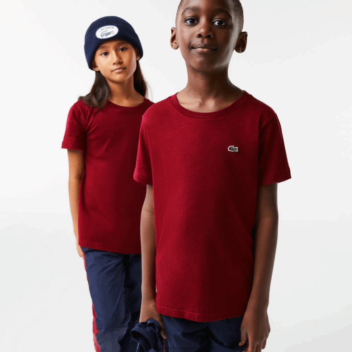 Lacoste camiseta de jérsei de algodão gola redonda crianças bordeaux ypw 88BL3165 - Image 1
