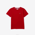 Lacoste camiseta de jérsei de algodão gola redonda crianças galinha vermelha 88BL3178