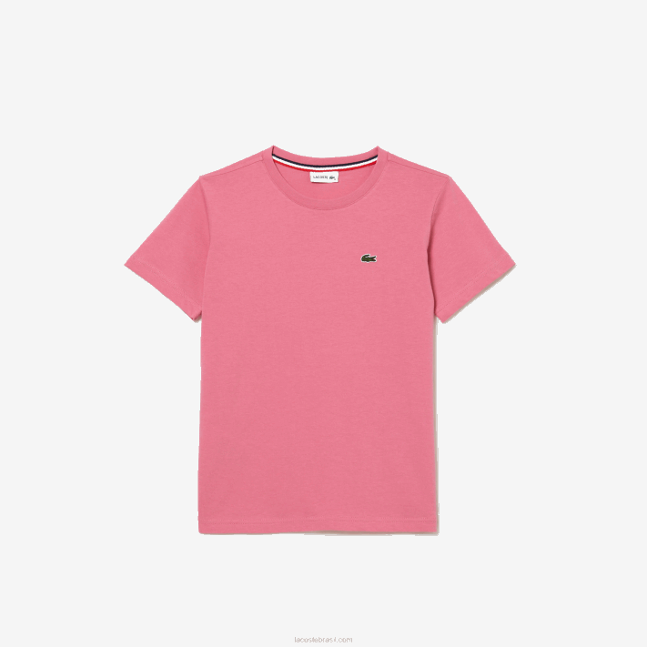 lacoste_camiseta_de_jersei_de_algodao_gola_redonda_criancas_rosa_2r3_88bl3011.png Lacoste camiseta de jérsei de algodão gola redonda crianças rosa 2r3 88BL3011 - Image 1