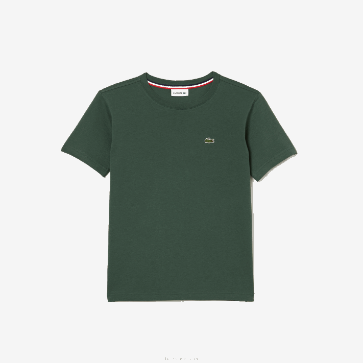 Lacoste camiseta de jérsei de algodão gola redonda crianças verde 5hx 88BL3149 - Image 4
