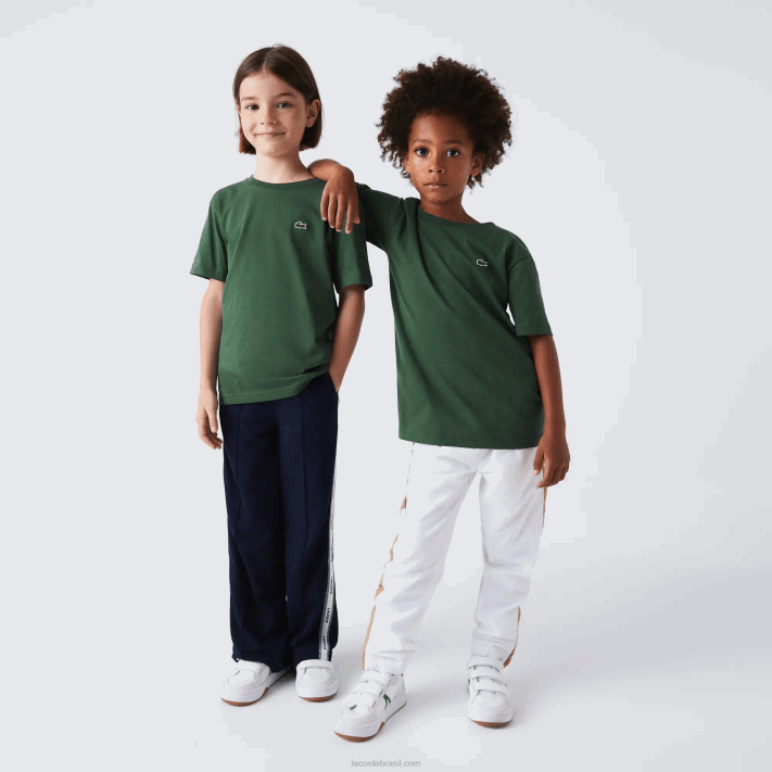 Lacoste camiseta de jérsei de algodão gola redonda crianças verde 5hx 88BL3149 - Image 1