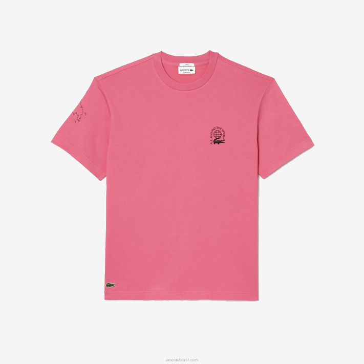 Lacoste camiseta de jérsei de algodão orgânico de ajuste relaxado homens rosa 2r3 88BL226 - Image 1