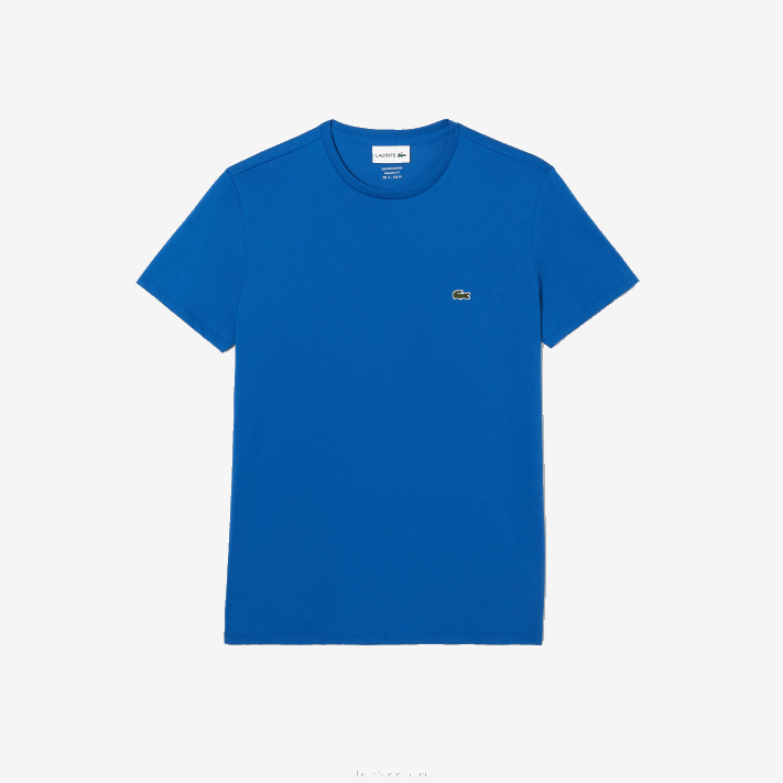 Lacoste camiseta de jérsei de algodão pima decote careca homens azul kxb 88BL35 - Image 4