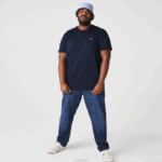 Lacoste camiseta de jérsei de algodão pima decote careca homens azul marinho 166 88BL38 - Image 7