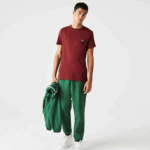 Lacoste camiseta de jérsei de algodão pima decote careca homens bordeaux zs1 88BL818 - Image 2