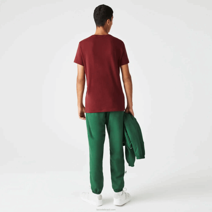 Lacoste camiseta de jérsei de algodão pima decote careca homens bordeaux zs1 88BL818 - Image 3