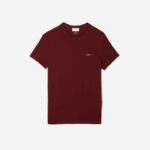 Lacoste camiseta de jérsei de algodão pima decote careca homens bordeaux zs1 88BL818 - Image 4