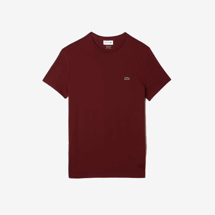 Lacoste camiseta de jérsei de algodão pima decote careca homens bordeaux zs1 88BL818 - Image 4