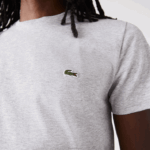 Lacoste camiseta de jérsei de algodão pima decote careca homens chine cinza cca 88BL619 - Image 4