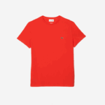 Lacoste camiseta de jérsei de algodão pima decote careca homens laranja 02k 88BL130 - Image 4