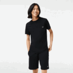 Lacoste camiseta de jérsei de algodão pima decote careca homens preto 031 88BL37