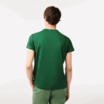 Lacoste camiseta de jérsei de algodão pima decote careca homens verde 132 88BL618 - Image 3