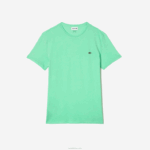 Lacoste camiseta de jérsei de algodão pima decote careca homens verde claro 0vz 88BL833 - Image 4