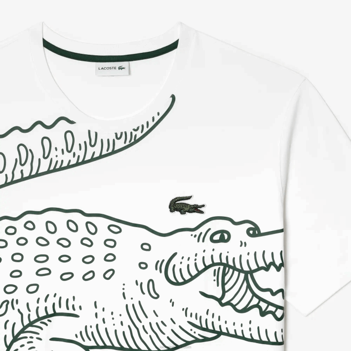 Lacoste camiseta de jérsei folgada - tamanho grande - grande homens branco 001 88BL227 - Image 2