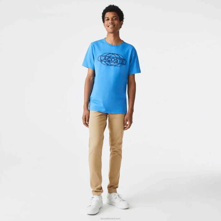 Lacoste camiseta de jérsei orgânica esportiva homens azul 4x 88BL696 - Image 2