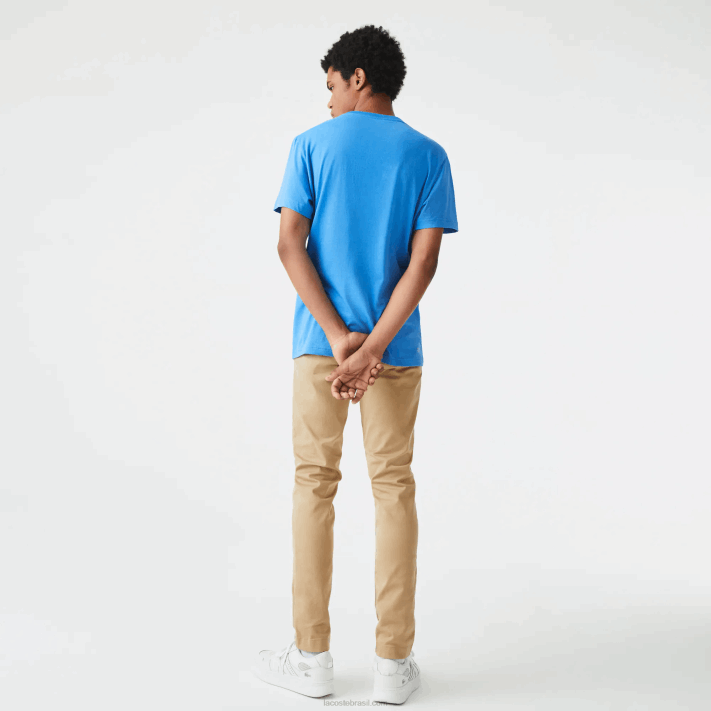 Lacoste camiseta de jérsei orgânica esportiva homens azul 4x 88BL696 - Image 3