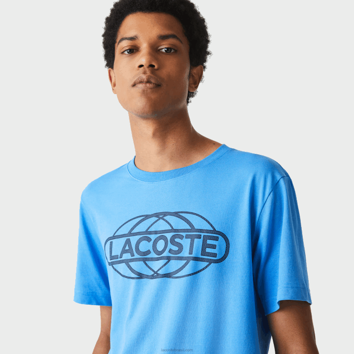 Lacoste camiseta de jérsei orgânica esportiva homens azul 4x 88BL696 - Image 1
