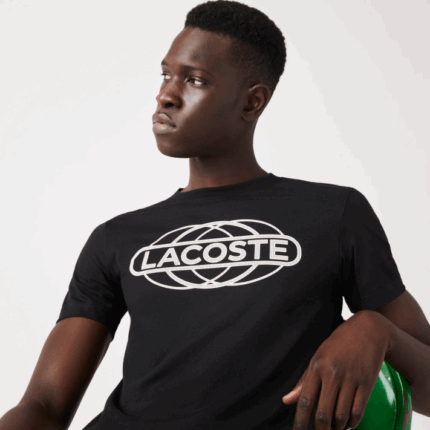 Lacoste camiseta de jérsei orgânica esportiva homens preto 031 88BL694