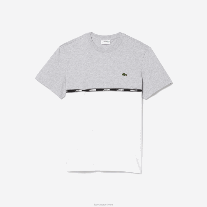Lacoste camiseta de marca homens lombo cinza branco mtg 88BL831 - Image 5