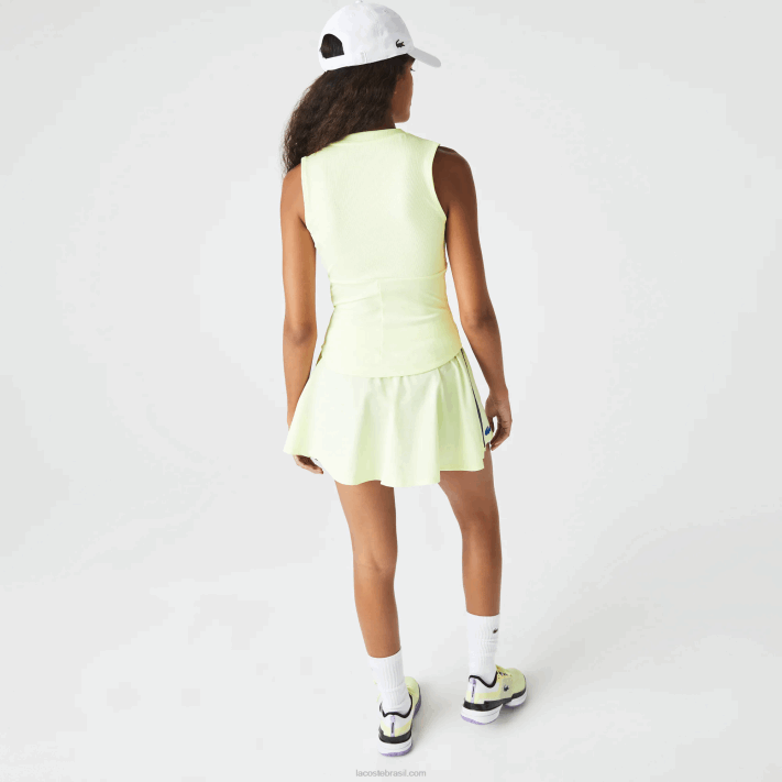 Lacoste camiseta de tênis esportiva justa mulheres amarelo 6gd 88BL2560 - Image 3