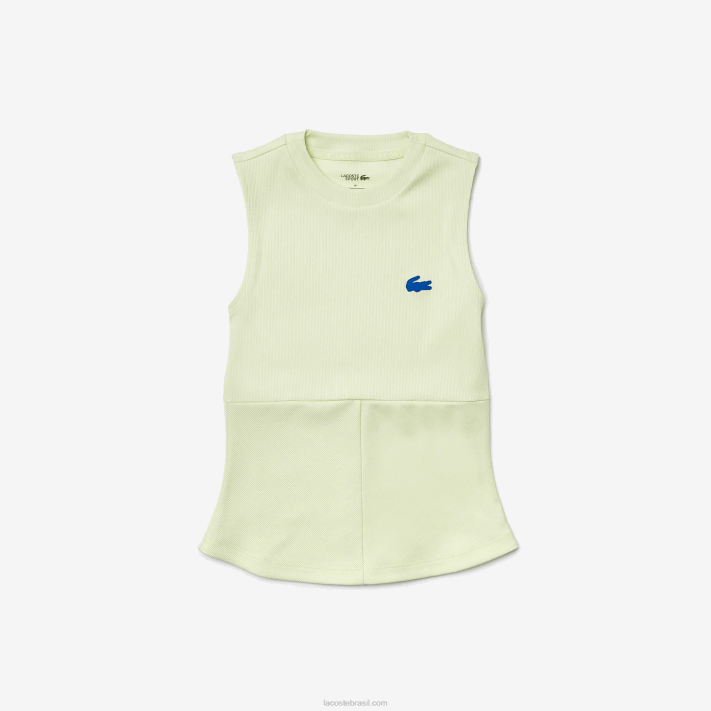 Lacoste camiseta de tênis esportiva justa mulheres amarelo 6gd 88BL2560 - Image 4