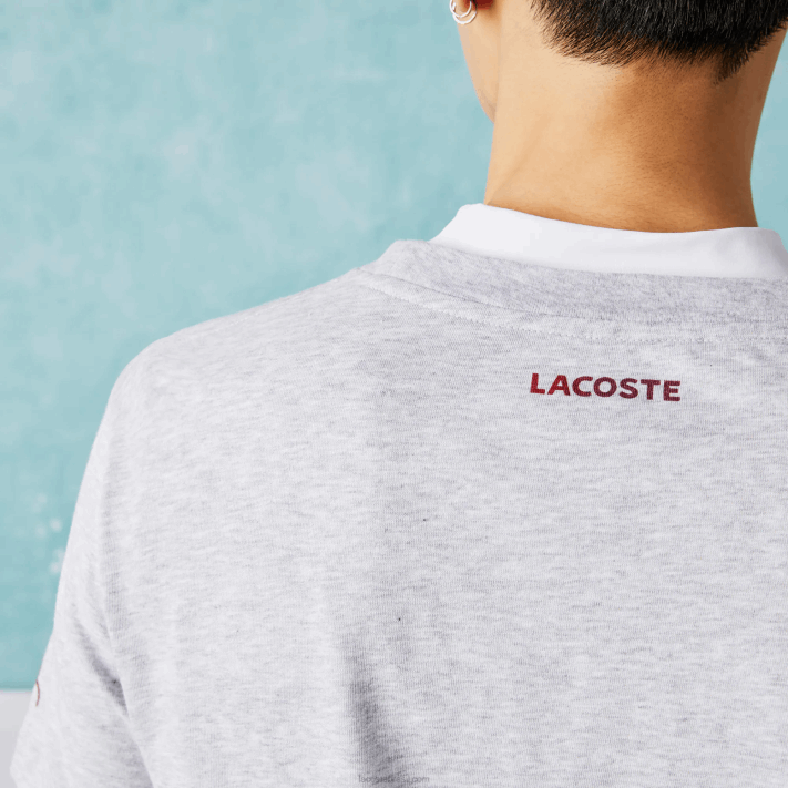 Lacoste camiseta esporte novak djokovic croco algodão orgânico homens chine cinza cca 88BL871 - Image 4