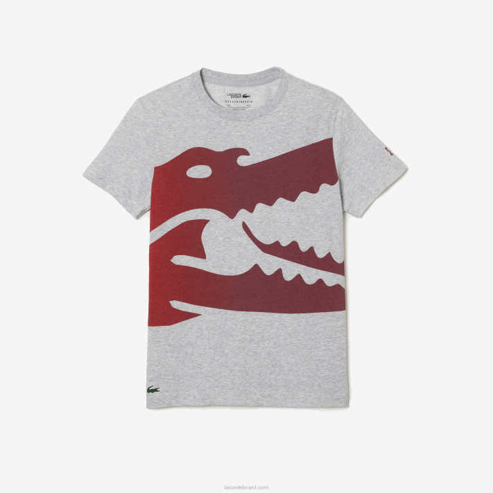 Lacoste camiseta esporte novak djokovic croco algodão orgânico homens chine cinza cca 88BL871 - Image 5