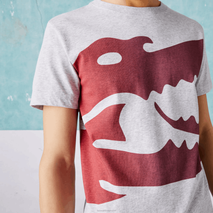Lacoste camiseta esporte novak djokovic croco algodão orgânico homens chine cinza cca 88BL871 - Image 6