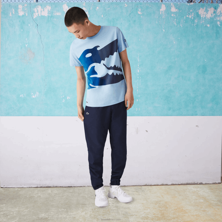 Lacoste camiseta esporte novak djokovic croco algodão orgânico homens hbp azul 88BL872 - Image 2