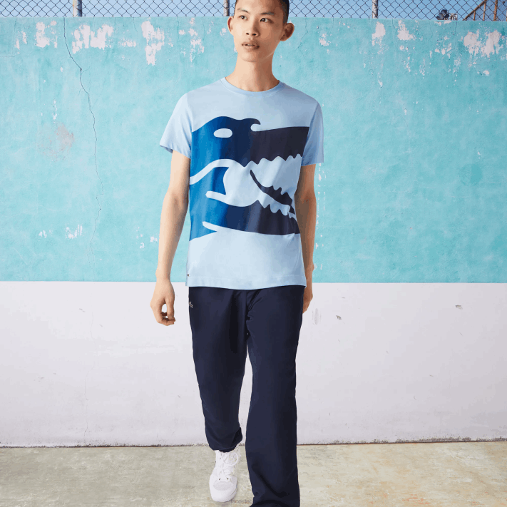 Lacoste camiseta esporte novak djokovic croco algodão orgânico homens hbp azul 88BL872 - Image 1