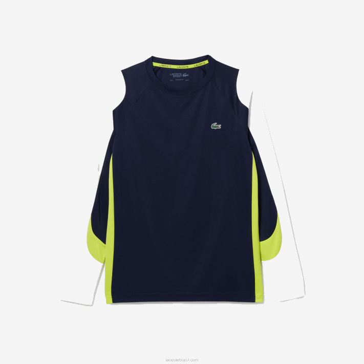 Lacoste camiseta esporte tênis homens azul marinho amarelo branco 692 88BL754 - Image 5