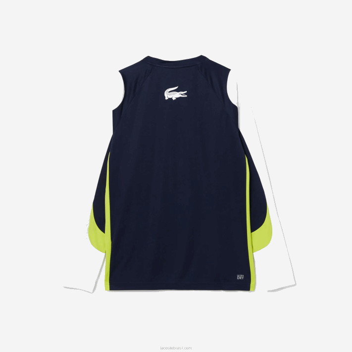 Lacoste camiseta esporte tênis homens azul marinho amarelo branco 692 88BL754 - Image 6